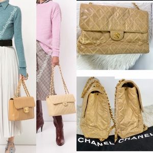 😍CHANEL Beige Quilted Canvas Chanel Bag